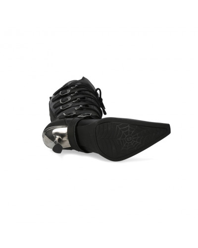Black New Rock Boots with Metallic Heels