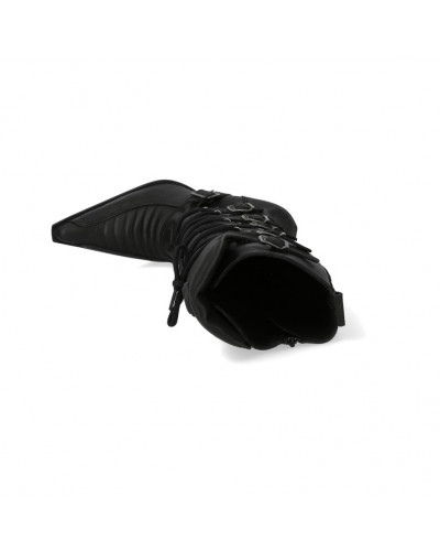 Schwarze New Rock Stiefel mit Metallischen Absätzen