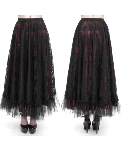 Falda Roja con Encaje Negro