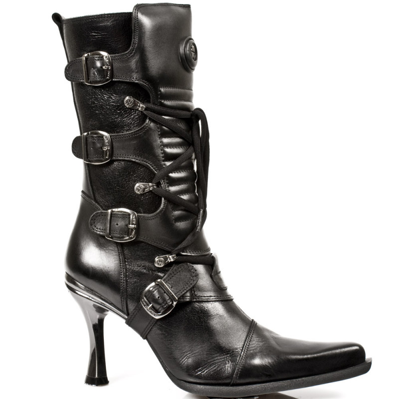 Botas New Rock Negras con Cordones