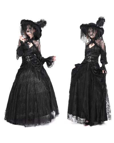 High Black Skirt with Lace