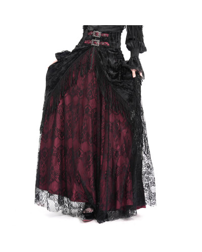High Red Skirt with Lace