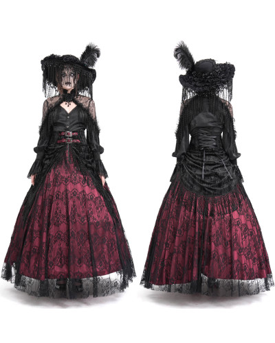 High Red Skirt with Lace