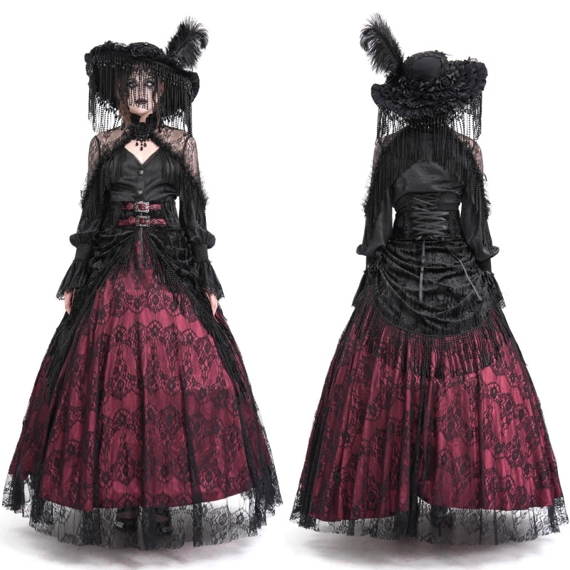 High Red Skirt with Lace