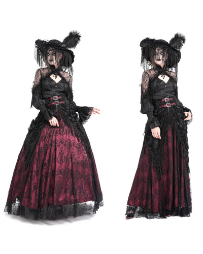 High Red Skirt with Lace
