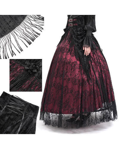 High Red Skirt with Lace