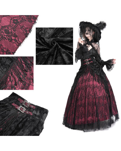 High Red Skirt with Lace