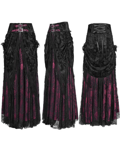 High Red Skirt with Lace