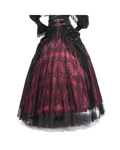High Red Skirt with Lace