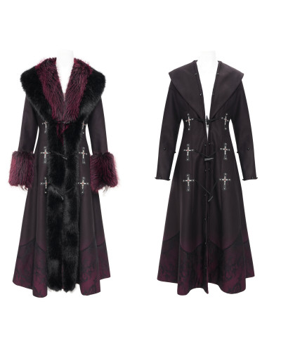 Manteau Rouge avec Cheveux Artificiels