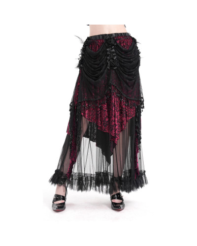 Elegant Red and Black Skirt