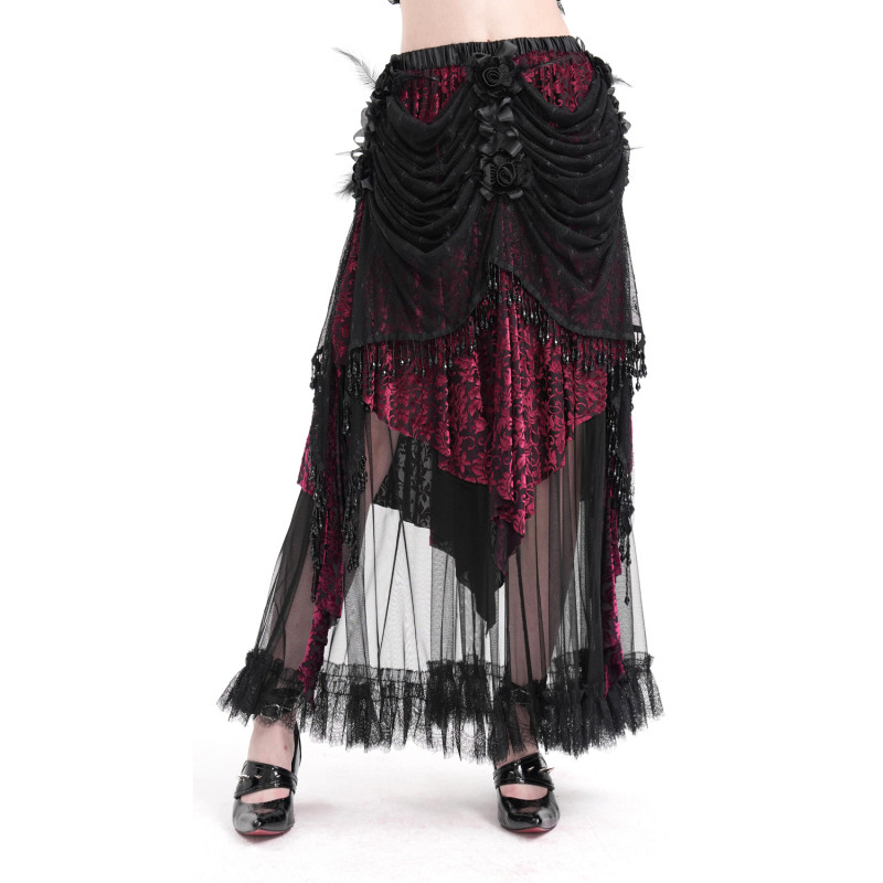 Elegant Red and Black Skirt