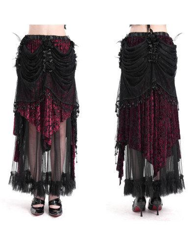 Elegant Red and Black Skirt