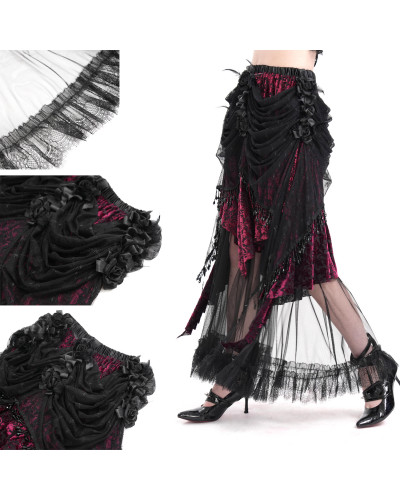 Elegant Red and Black Skirt