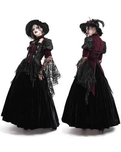 Black and Garnet Jacket with Lace
