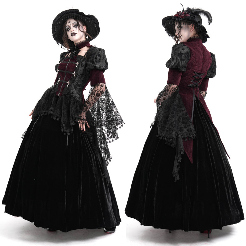 Black and Garnet Jacket with Lace