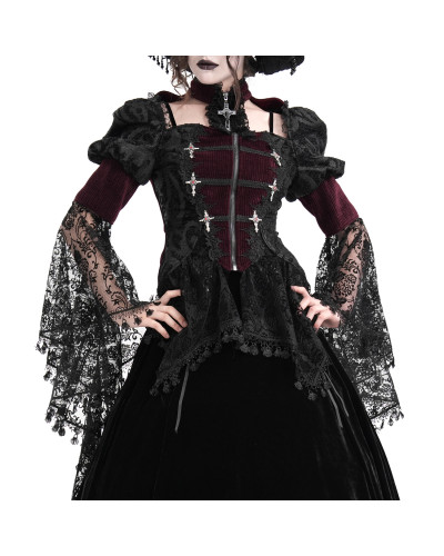 Black and Garnet Jacket with Lace