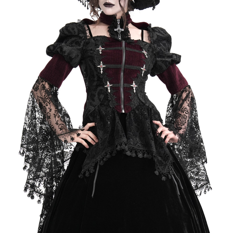 Black and Garnet Jacket with Lace