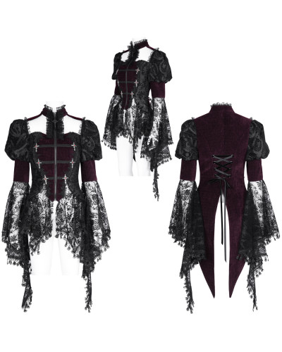 Black and Garnet Jacket with Lace