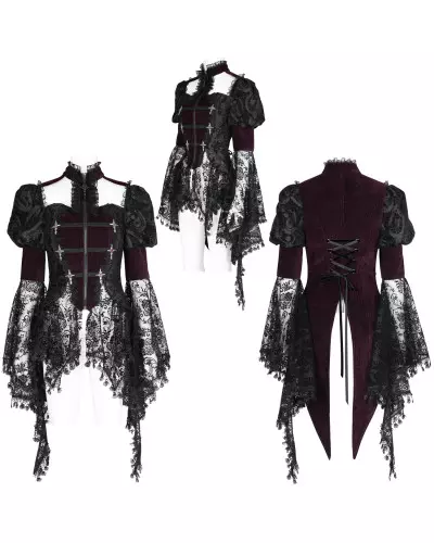 Black and Garnet Jacket with Lace from Devil Fashion Brand at €108.00