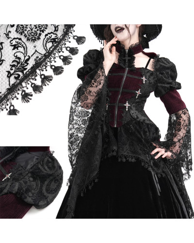 Black and Garnet Jacket with Lace
