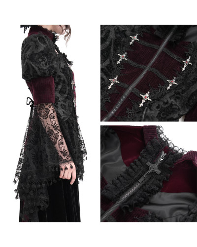 Black and Garnet Jacket with Lace
