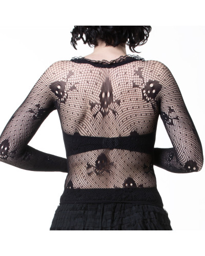 Camiseta de Rejilla con Calaveras