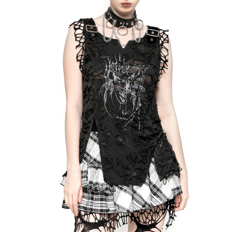 T-Shirt "Black Chaos" com rasgões