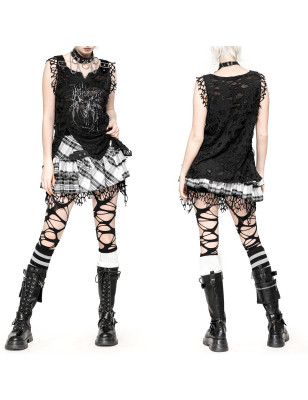 T-Shirt "Black Chaos" com rasgões