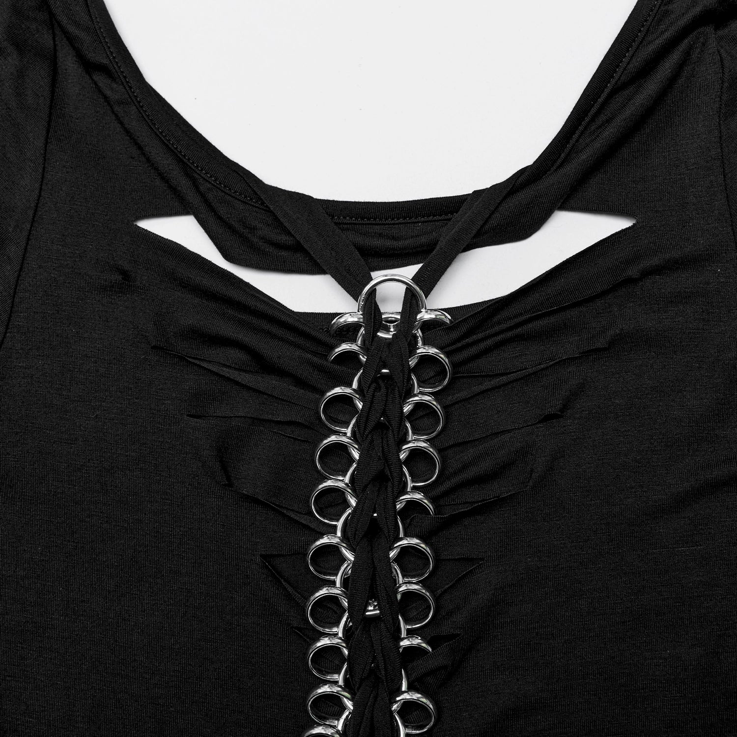 Camiseta Gótica de Esqueleto con Espalda de Anillas