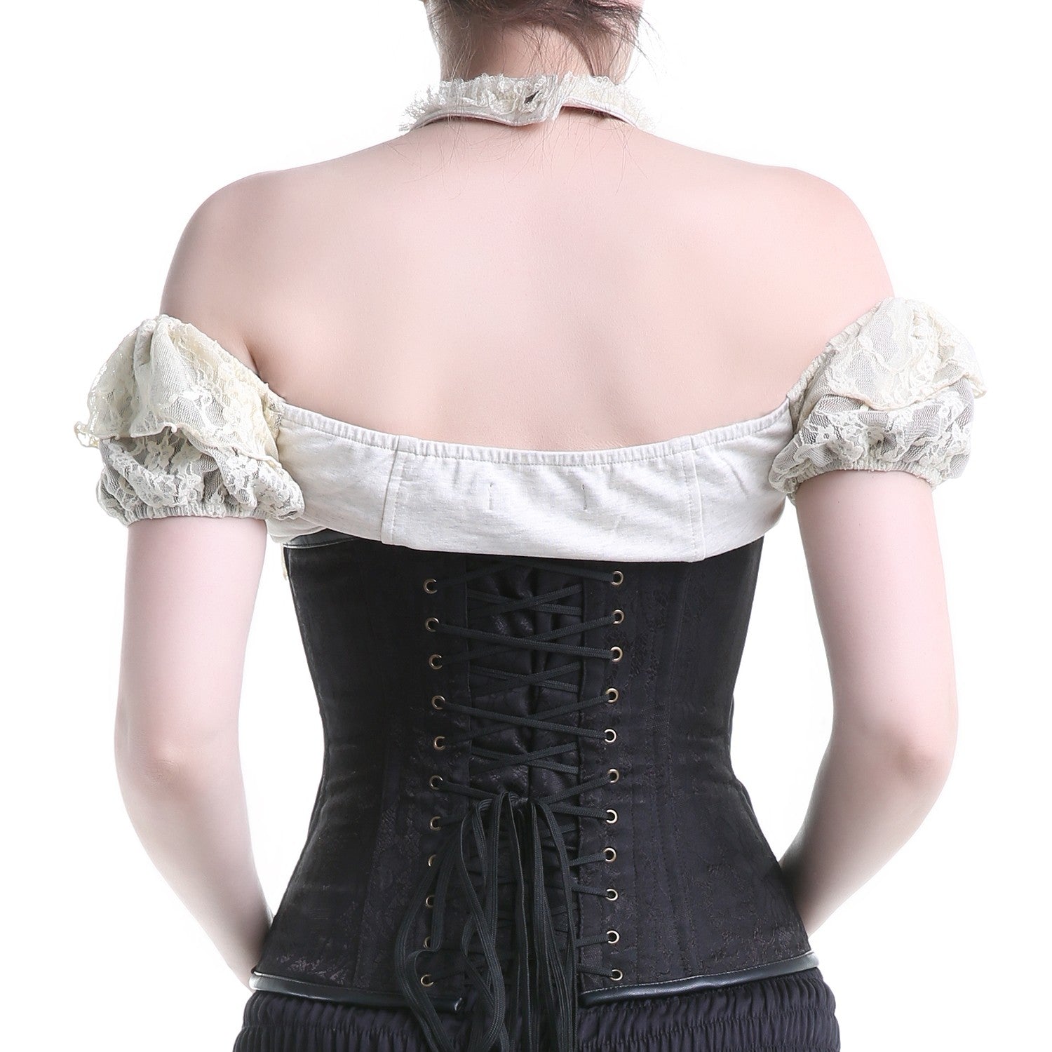 Corset Negro Bajo Pecho con Broches y Cadenas 