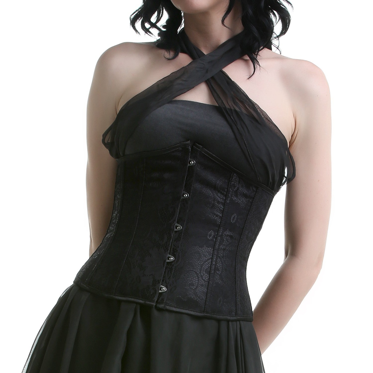 Corset Bajo Pecho de Satén y Encaje