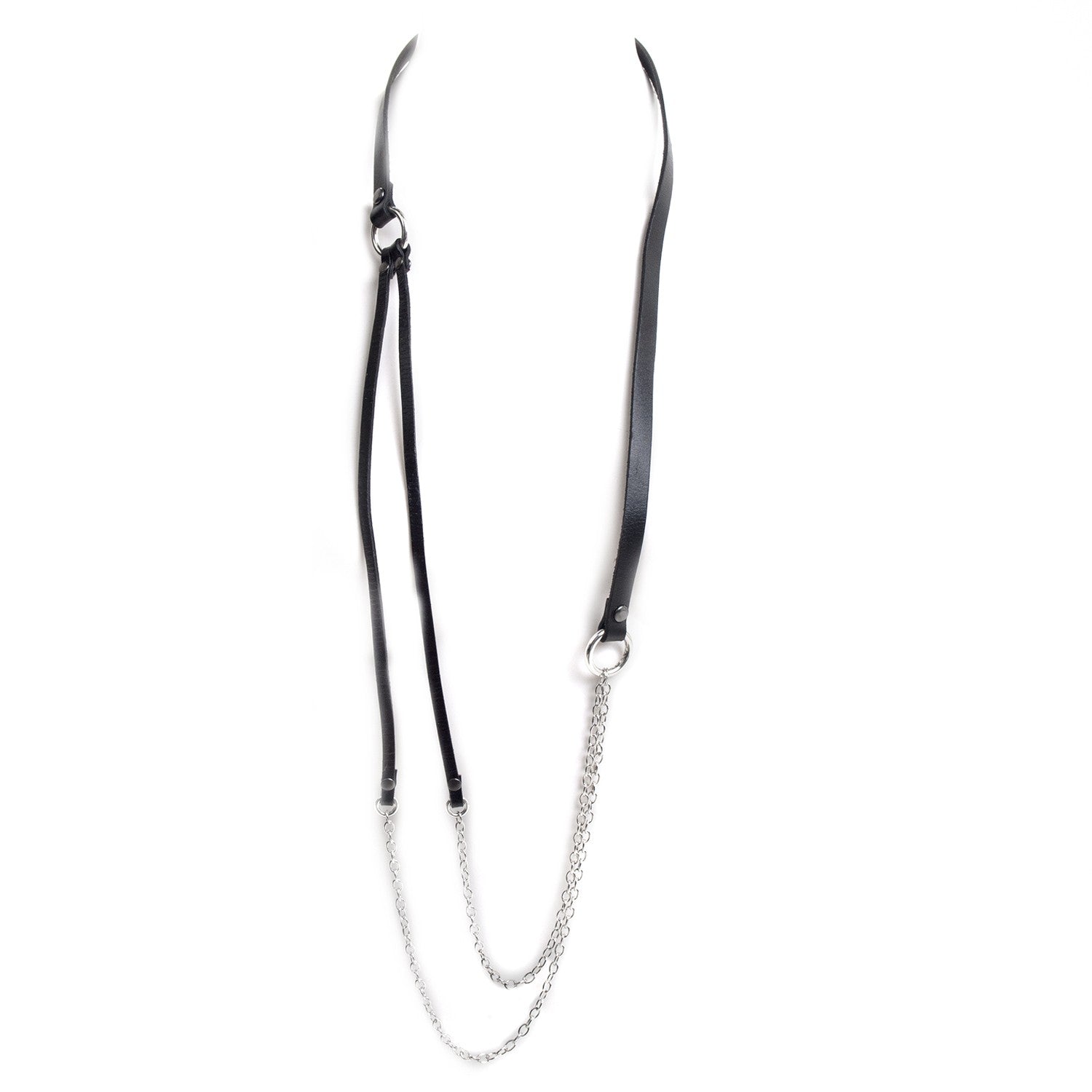 Collar de Cuero con Cadenas