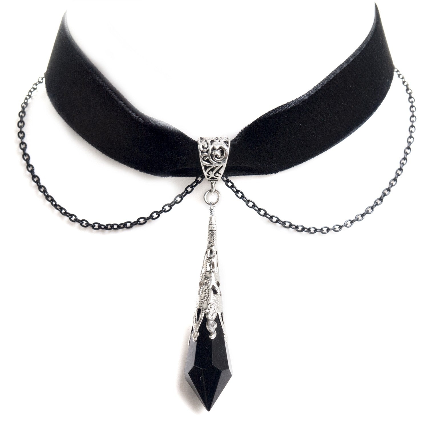 Collar con Colgante en Forma de Péndulo Negro