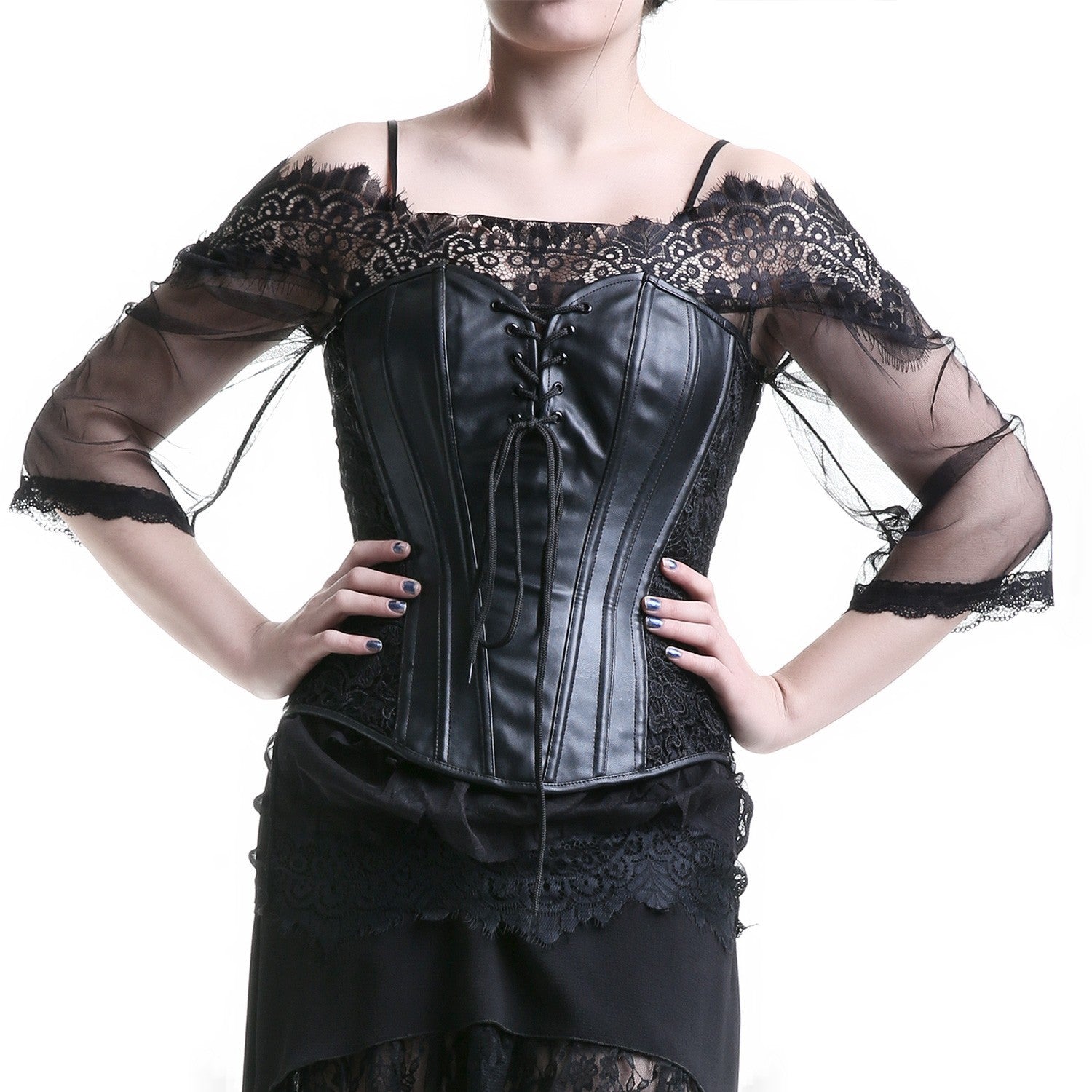 Camisón Blusa de Dormir de Tul y Encaje