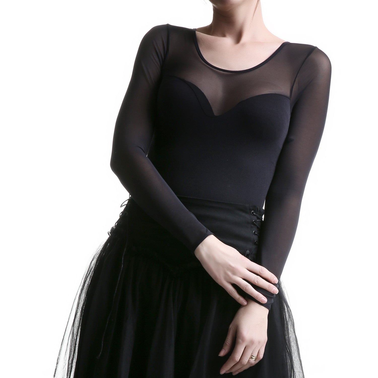 Body Cuello Escote y Mangas Tul