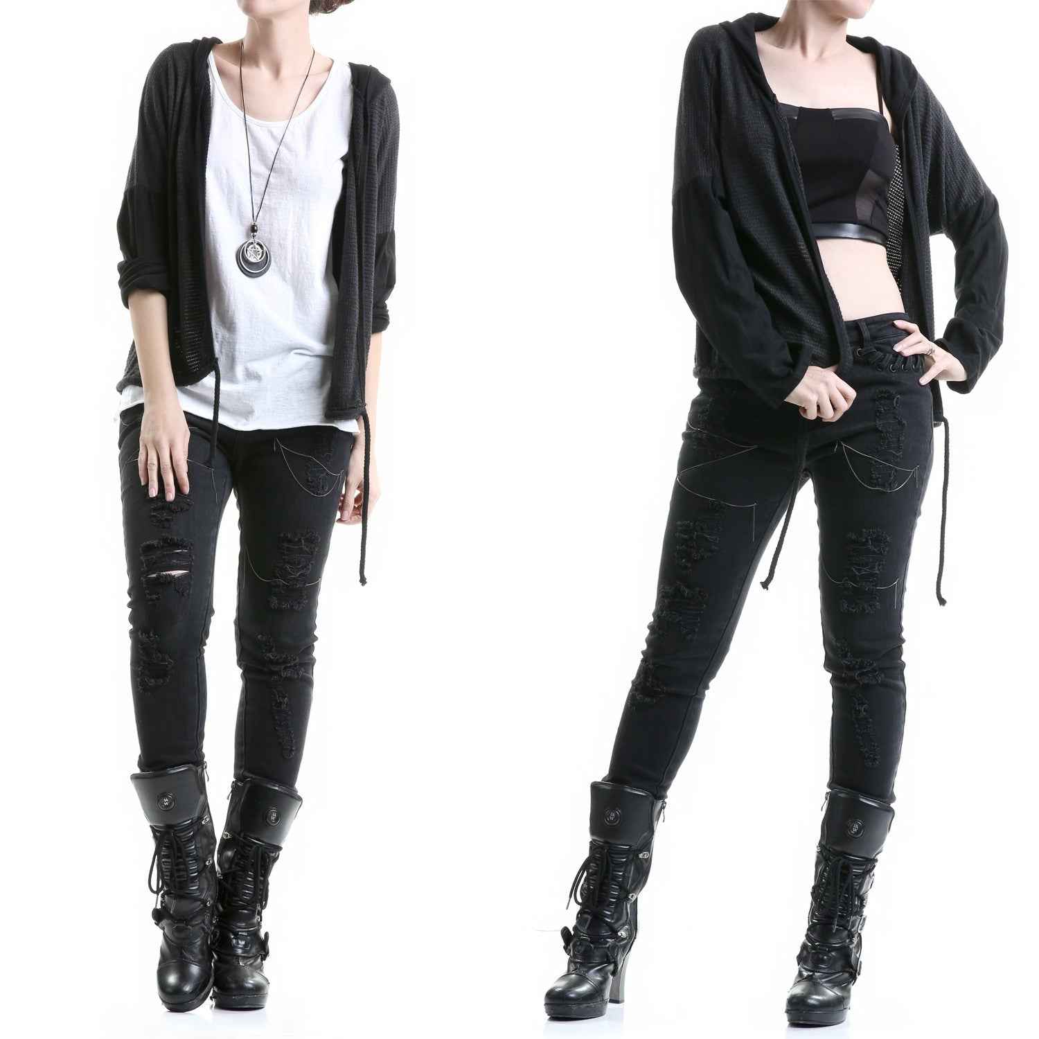 pantalones negros con rotos