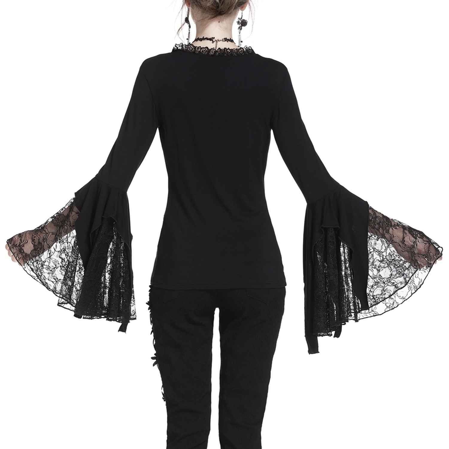 CAMISA GOTICA CON MANGAS DE ENCAJE