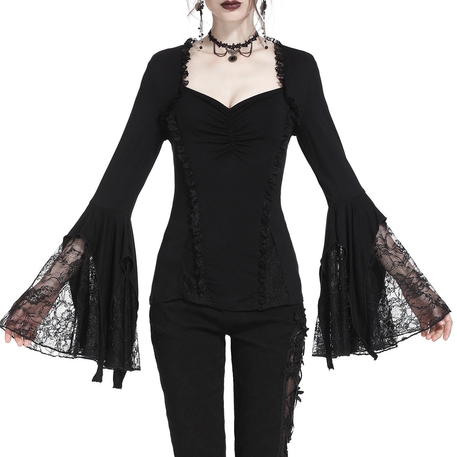 CAMISA GOTICA CON MANGAS DE ENCAJE