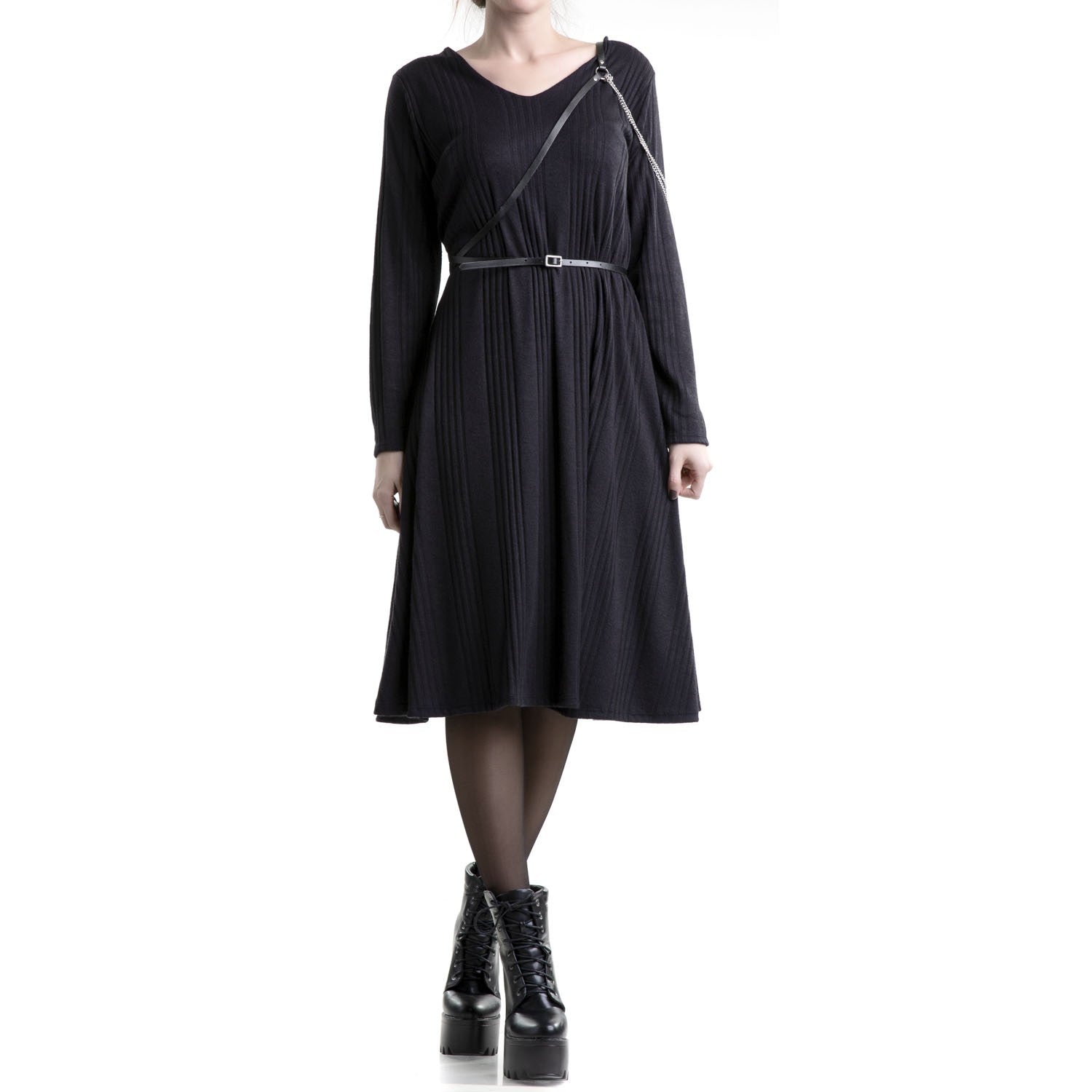vestido manga larga negro