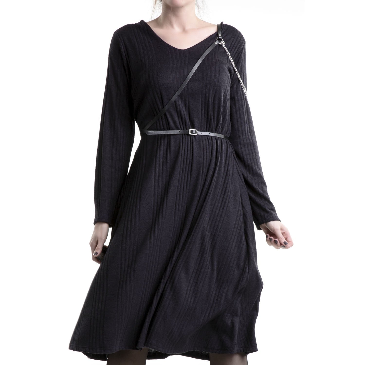 vestido manga larga negro