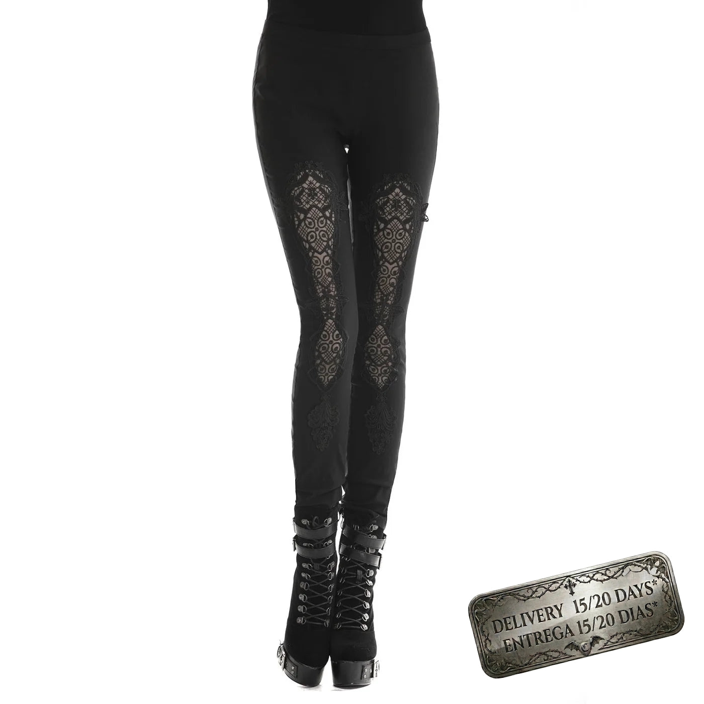 Leggings con Paneles de Encaje Frontal