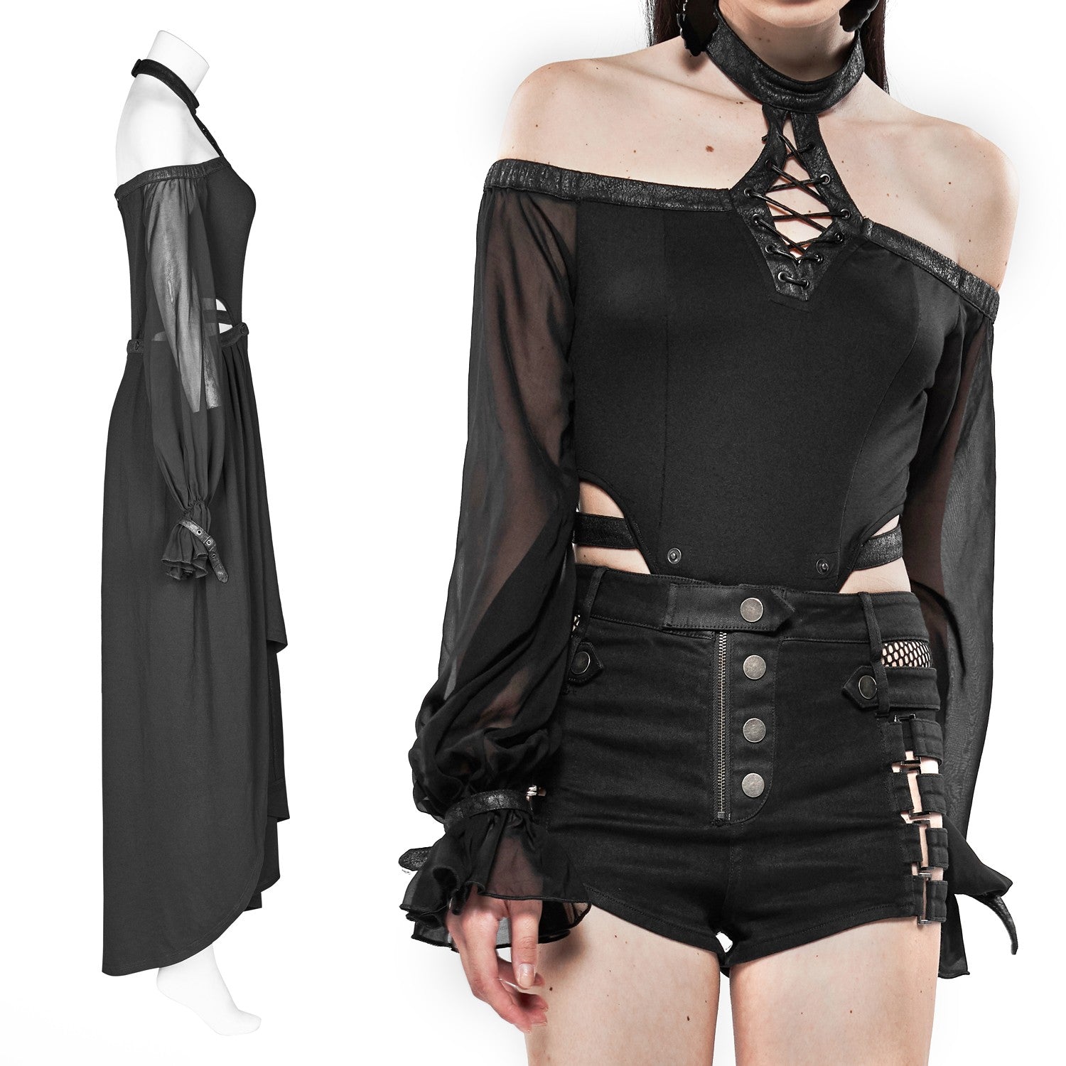 VESTIDO GOTICO FALDA DESMONTABLE