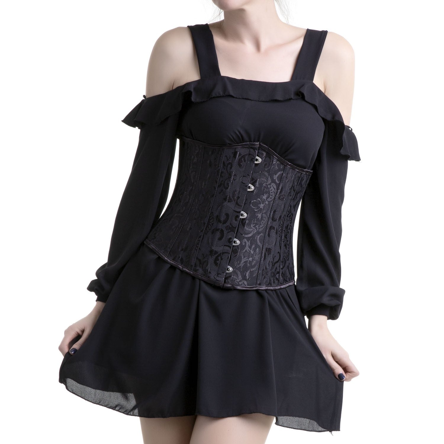 CORSET NEGRO BAJO PECHO VARILLAS METAL