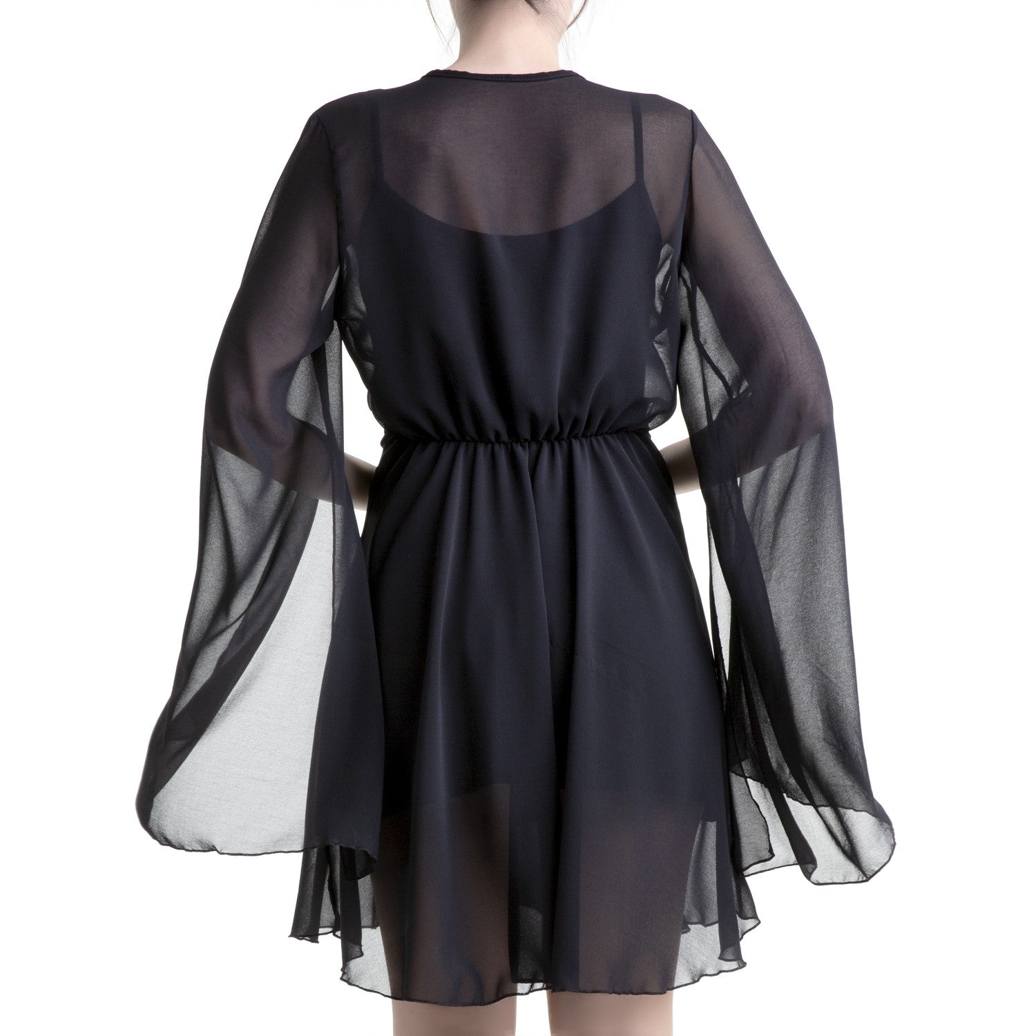 Vestido 2 piezas gasa, mangas anchas