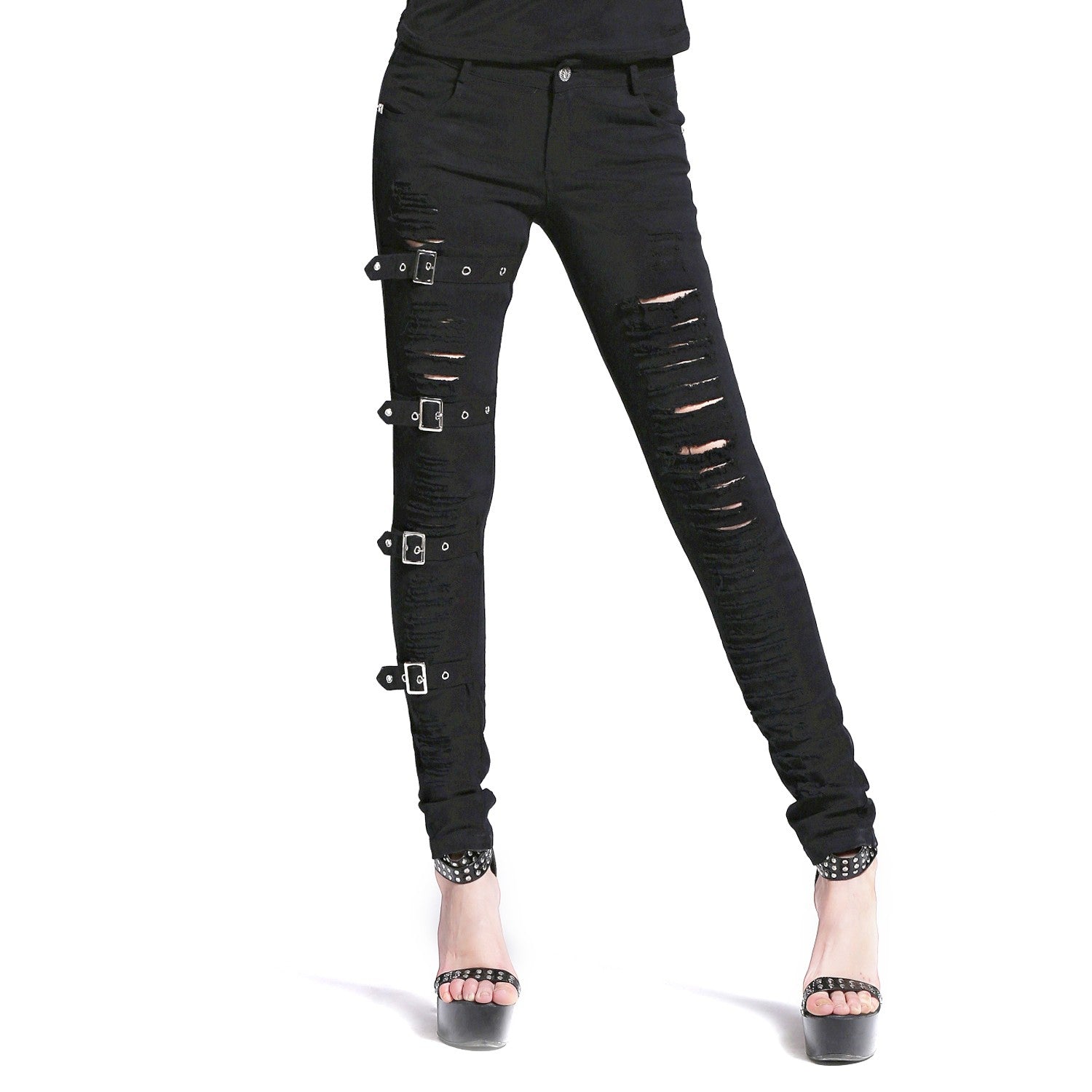 PANTALON TEJANO NEGRO CON ROTOS