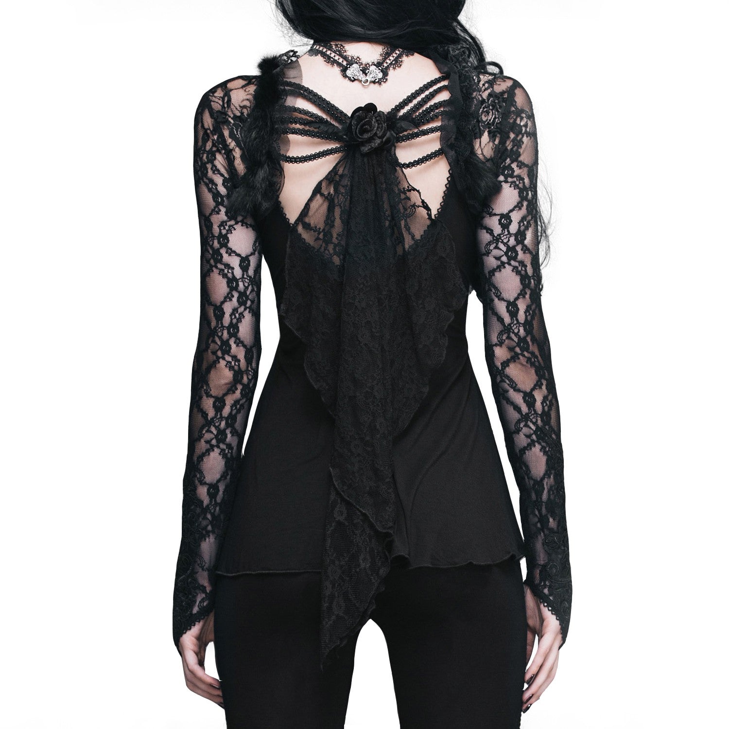 camiseta gotica mangas de encaje