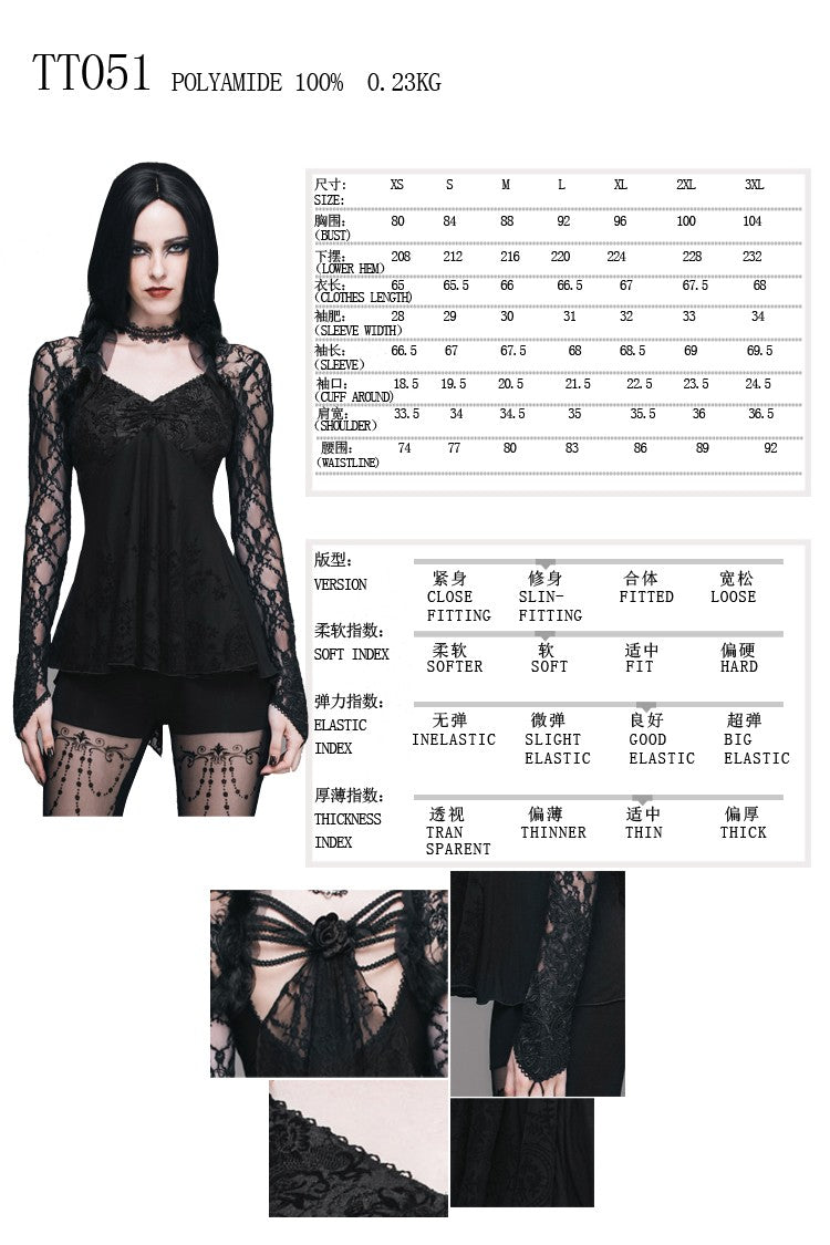 camiseta gotica mangas de encaje