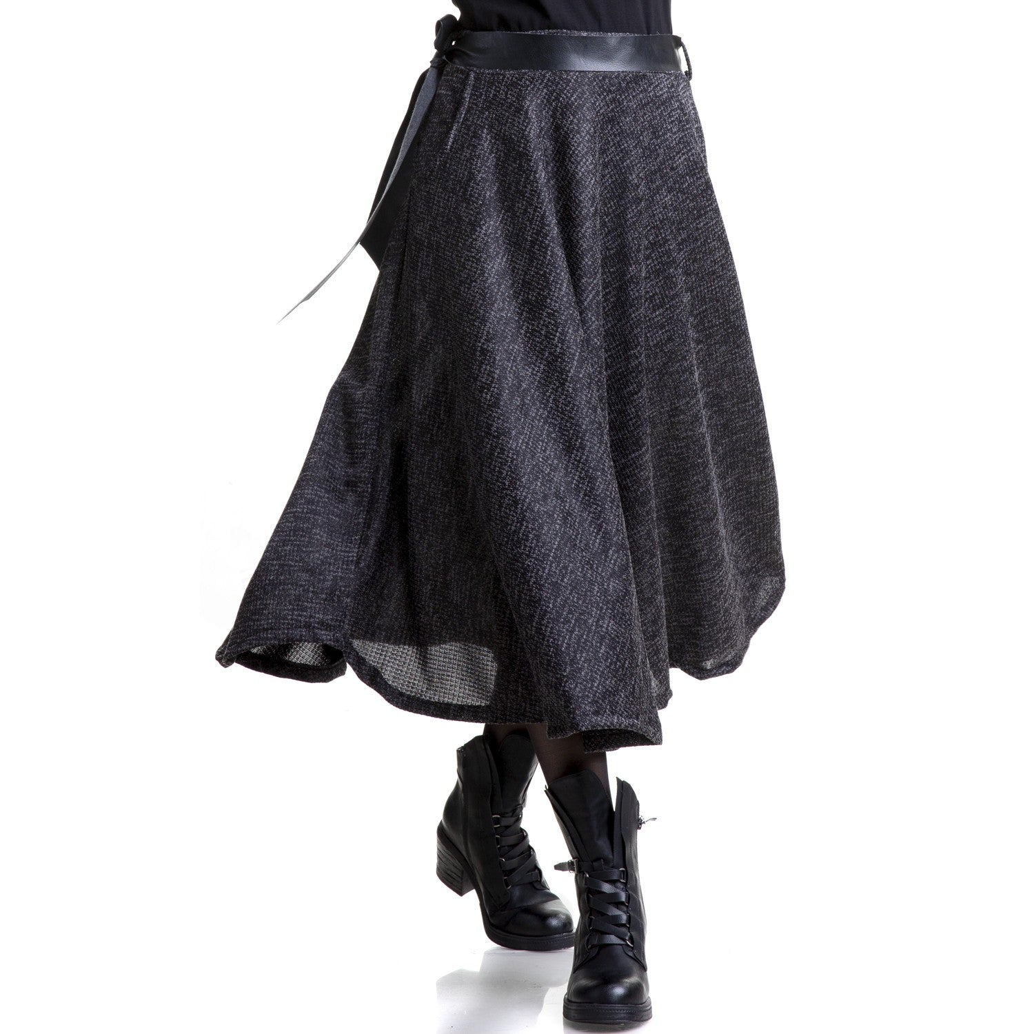 FALDA GRIS OSCURO LARGA