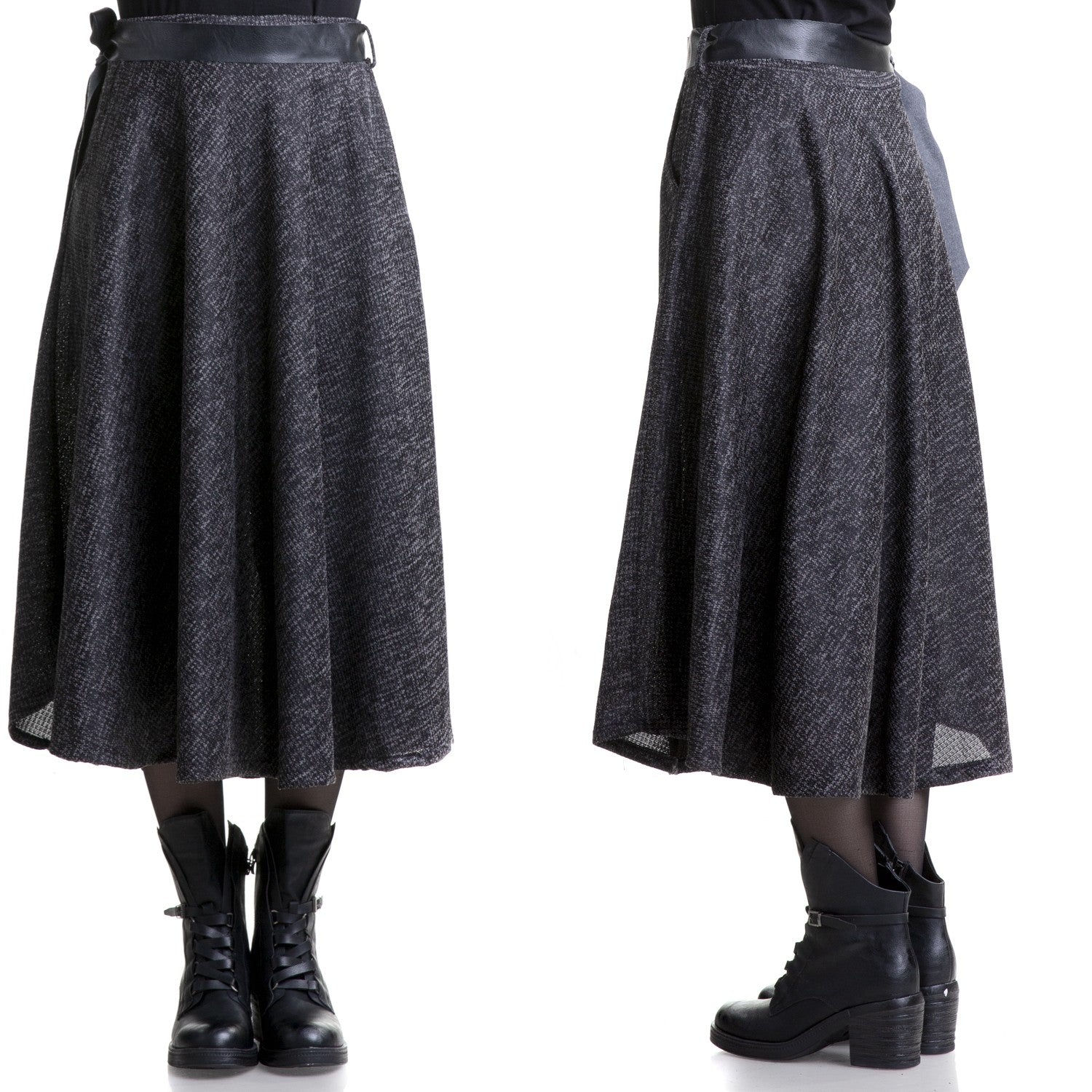 FALDA GRIS OSCURO LARGA
